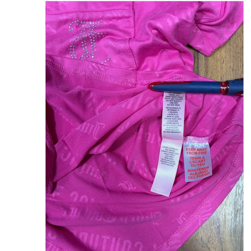 Juicy Couture Pajama Set Large Pink Rhinestone Logo Y2K Loungewear Sleepwear